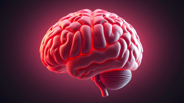 Human brain Anatomical Model 3d illustration. Generative AI