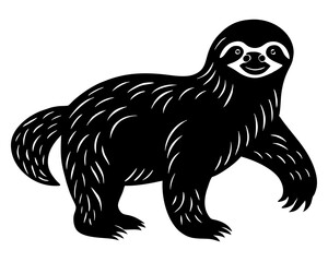 sloth black silhouette vector, Simple silhouette Design vector icon with white background. Wild animal silhouette