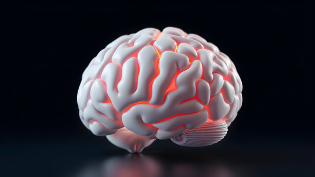 Human brain Anatomical Model 3d illustration. Generative AI