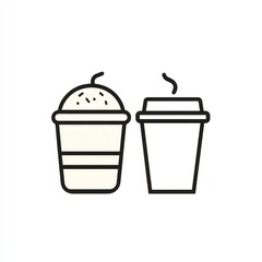 Two cups, one cold, one hot, on white, for menus and coffee shops