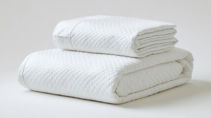 Soft White Quilted Blanket on a Light Background