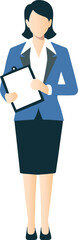 Professional Businesswoman Holding Clipboard Flat Vector