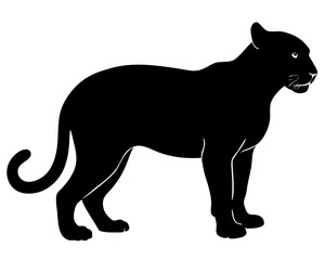 snow leopard black silhouette vector, Simple silhouette Design vector icon with white background. Wild animal silhouette