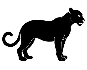 snow leopard black silhouette vector, Simple silhouette Design vector icon with white background. Wild animal silhouette