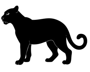 snow leopard black silhouette vector, Simple silhouette Design vector icon with white background. Wild animal silhouette
