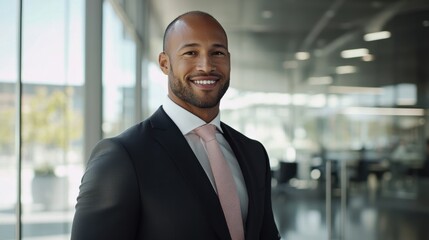Fototapeta premium Confident male business professional in modern office environment