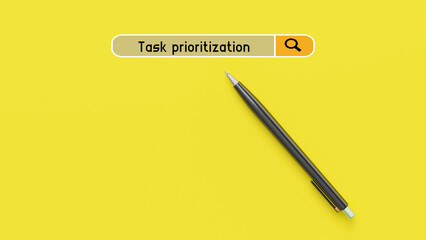 Task prioritization on the web search page. Pencil and yellow background