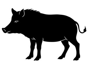 wild boar  black silhouette vector, Simple silhouette Design vector icon with white background. Wild animal silhouette