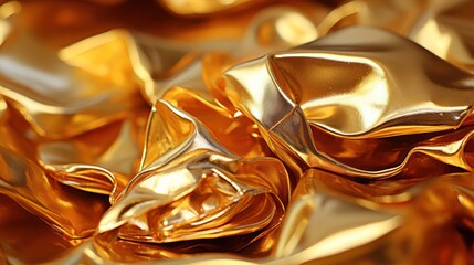 Luxurious Golden Silk Fabric with Smooth Shiny Texture and Elegant Folds