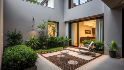 Serene Modern Courtyard Oasis: A Tranquil Retreat
