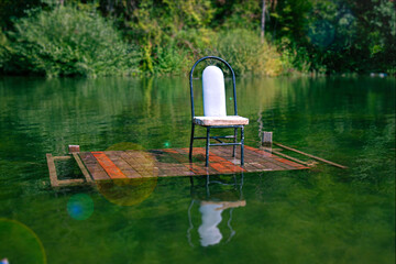 chair boat on the lake