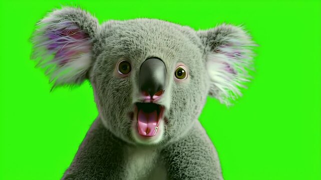 Surprised koala, green screen, studio shot,  wildlife, advertising