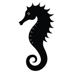 Seahorse Silhouette Vector Art Illustration and Black Seahorse Design
