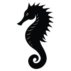 Seahorse Silhouette Vector Art Illustration and Black Seahorse Design
