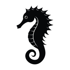 Seahorse Silhouette Vector Art Illustration and Black Seahorse Design