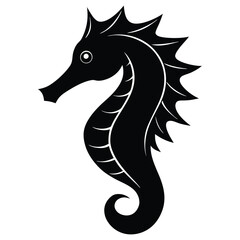 Seahorse Silhouette Vector Art Illustration and Black Seahorse Design
