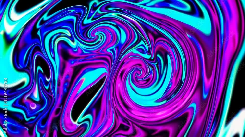 Poster vibrant swirl of neon colors with abstract patterns, psychedelic art concept