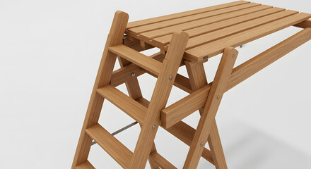 Wooden Pool Ladder with Platform Deck for Safe Entry