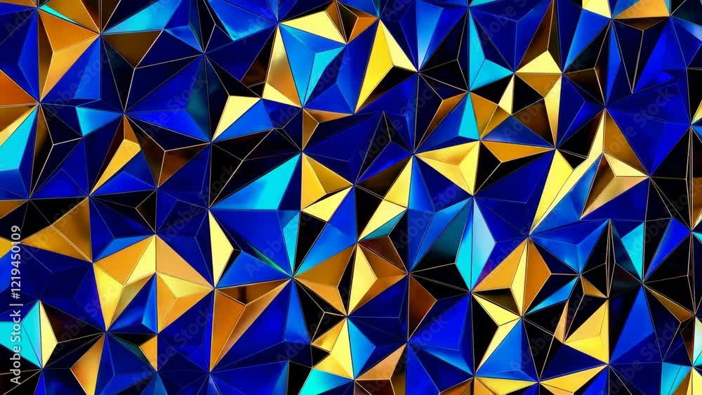 Aufkleber abstract geometric pattern with blue and gold triangles
