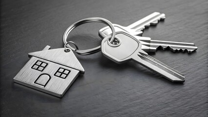 Silver Keys with House-Shaped Keychain Real Estate Concept V3