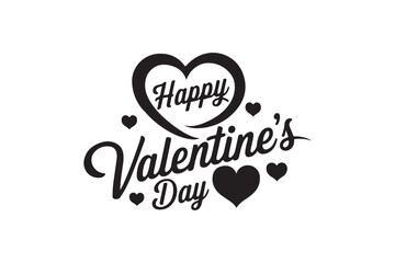 Happy Valentine's Day greeting, romantic sticker. Typography Template Vector Design. Valentine's Day sticker, Banner, wallpaper, heart,  elements background—isolated illustration poster 14 February. 