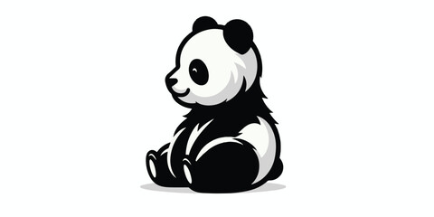 panda silhouette Cartoon vector icon