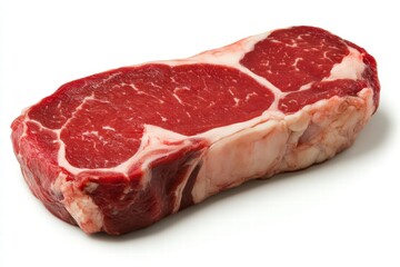 Freshly Cut Ribeye Steak on White Background for Culinary Use