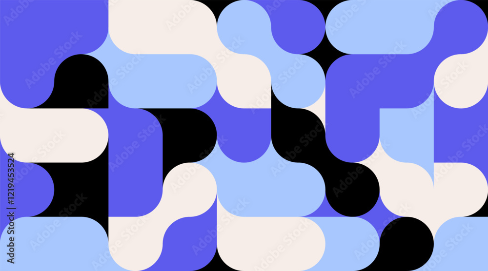 Wall mural background with black and blue liquid connected circle dots.metaballs pattern on white. abstract geo