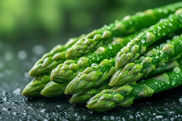 Fresh Green Asparagus Spears Close Up Shot