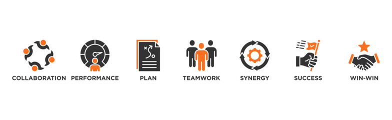 Partnership banner web icon vector illustration concept with icon of collaboration, performance, plan, teamwork, synergy, success and win-win solution