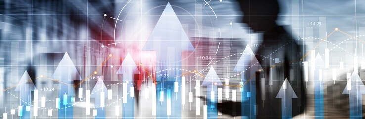 Stock market forex trading graph and candlestick chart suitable for financial investment concept