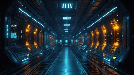 Fototapeta premium A spacious data center featuring long rows of large,