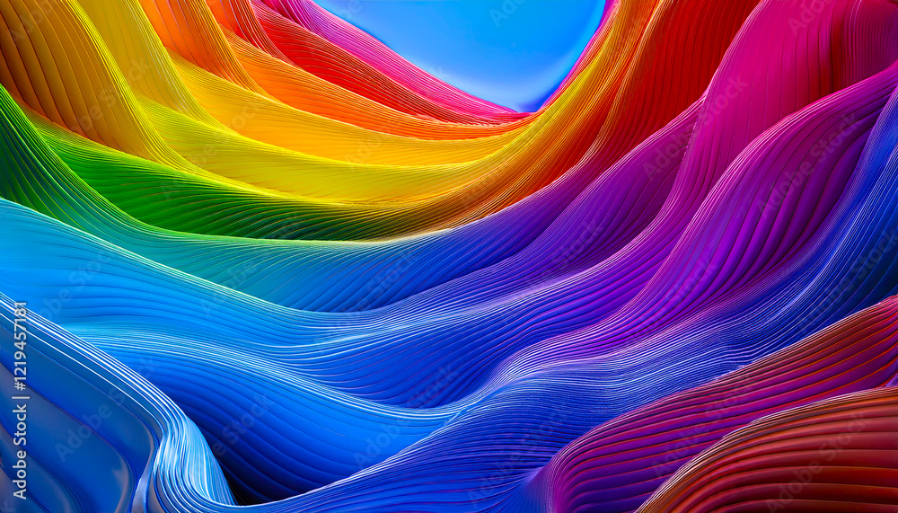 Poster experience the harmony of colors flowing in a vibrant abstract multicolor spectrum landscape