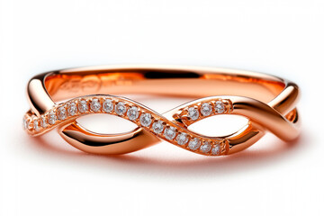 Rose Gold and Diamond Interwoven Band Ring