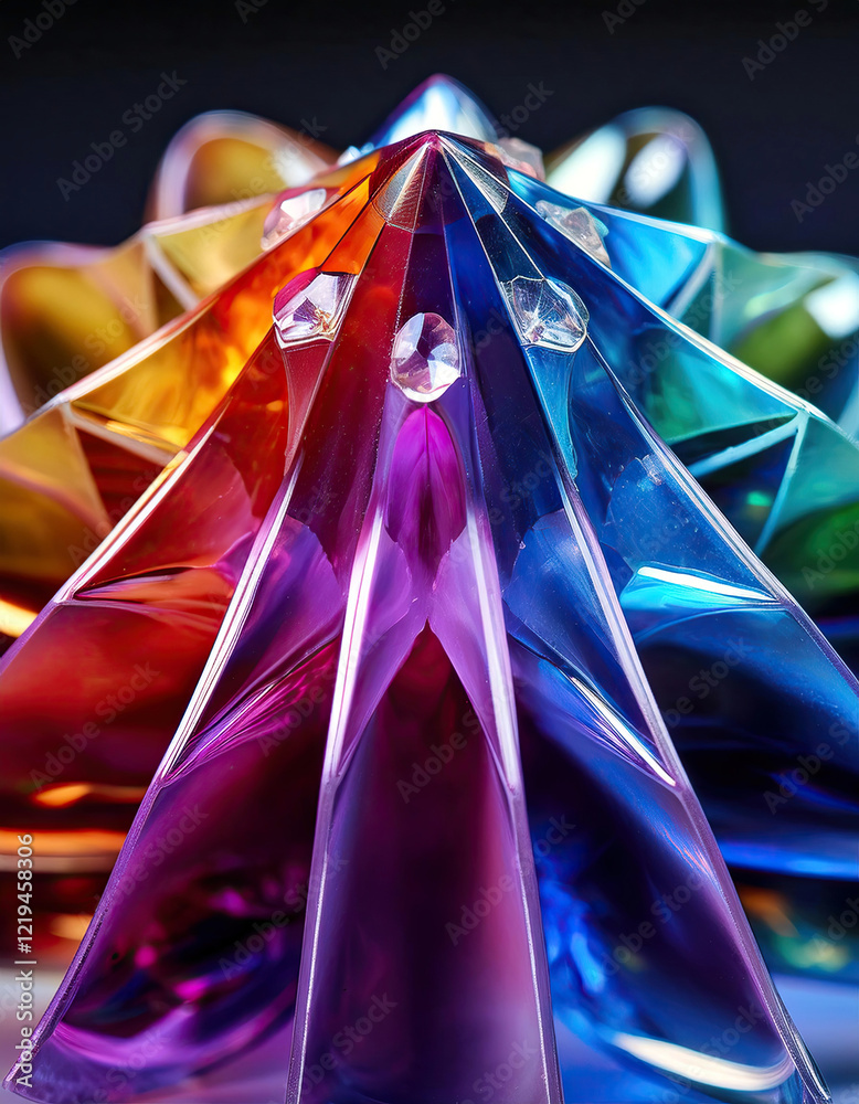 Poster vibrant crystal flower captures the light in an enchanting display of colors and shapes