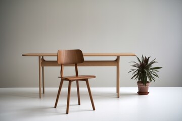 Wooden Table and Chair Minimalist Interior Design