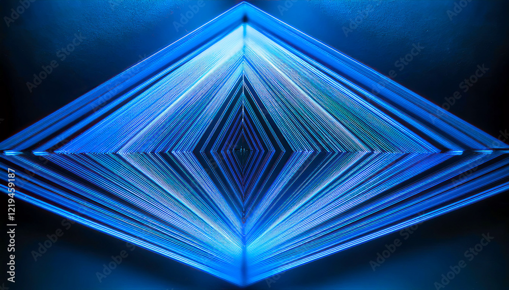 Poster inspiring diamond shape formed by vibrant motion light lines in a minimalistic setting