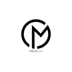 Modern letter C M rounded shape monogram unique logo