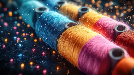 A vibrant visualization of interconnected circular nodes arranged in a gradient of colors,