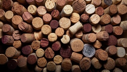 A dense collection of wine corks showcases a range of shades from beige to brown, representing various bottles and memorable moments associated with wine enjoyment