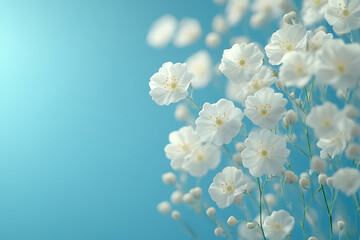 Delicate White Flowers Against A Blue Background