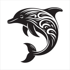 dolphin fish silhouette icon on white background