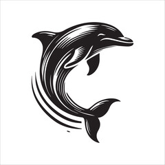 dolphin fish silhouette icon on white background