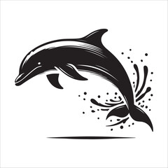dolphin fish silhouette icon on white background