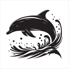 dolphin fish silhouette icon on white background