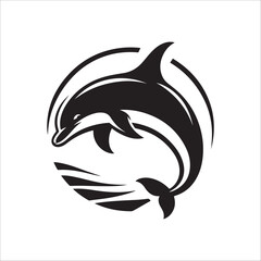 dolphin fish silhouette icon on white background