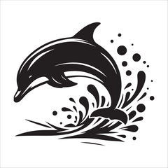 dolphin fish silhouette icon on white background
