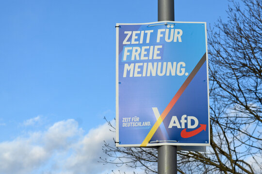 Heidelberg, Germany - January 25th 2025: Election poster  for federal parliament  election 'Bundestagswahl' 2025 with advertisements for far right political party AfD