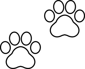 Cat paw print design flat and line icon . Black vector  isolated on transparent background. Footprint pet step symbol for animal zoo, vet logo element apps and websites.