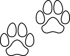 Dog paw print design flat and line icon. Black vector  isolated on transparent background. Footprint pet step symbol for animal zoo, vet logo element apps and websites.